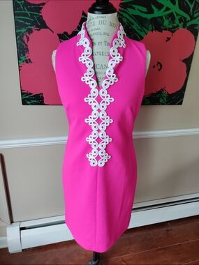 Women's Vince Camuto Hot Pink Sleeveless Sheath Dress Size 8